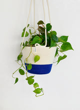 Load image into Gallery viewer, Mia Melange Hanging Planter Small – Blue Block