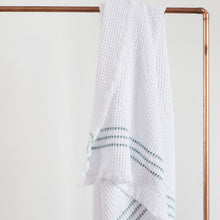 Load image into Gallery viewer, Mungo Belgian Waffle Bath Towel (White and Duck Egg)