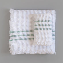 Load image into Gallery viewer, Mungo Belgian Waffle Bath Towel (White and Duck Egg)
