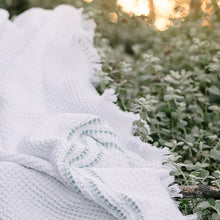 Load image into Gallery viewer, Mungo Belgian Waffle Bath Towel (White and Duck Egg)