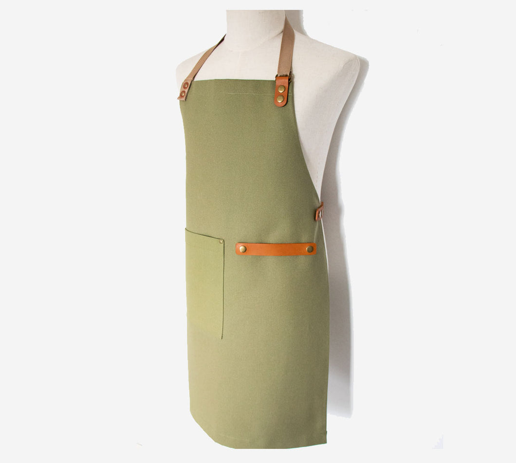 Pieter de Jager – Canvas & Leather Apron - Olive Green