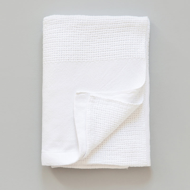Mungo Organic Cotton Cellular Baby Blanket (White Weave)