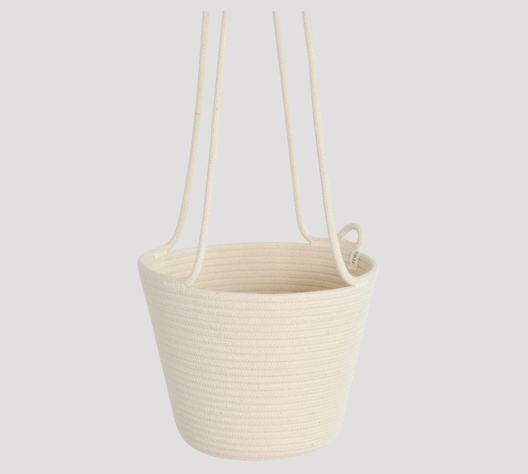 Mia Melange Hanging Planter Small – Ivory
