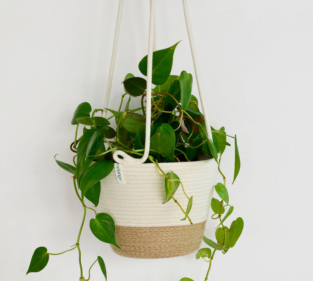 hanging jute planter Mia Melange Hanging Planter Small – Jute Block – African Goose